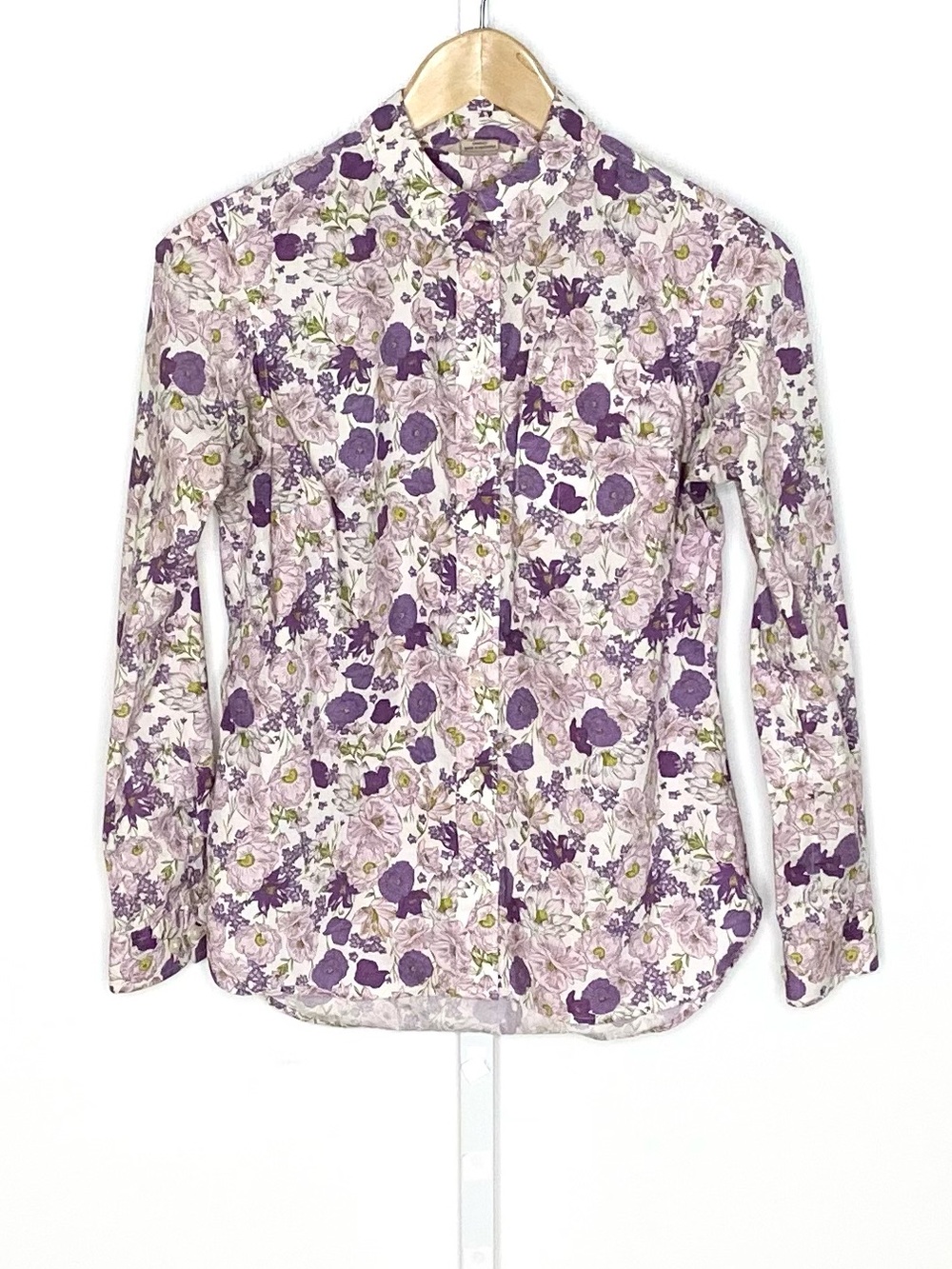 Duluth Trading Co | Purple/Green/White Floral Cotton/Spandex Button-Down Sz XS